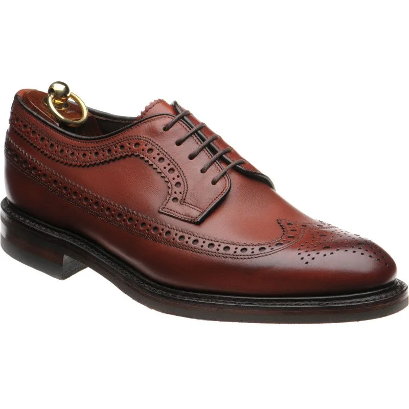 LOAKE - Birkdale Brogue Derby shoe - Conker Burnished calf