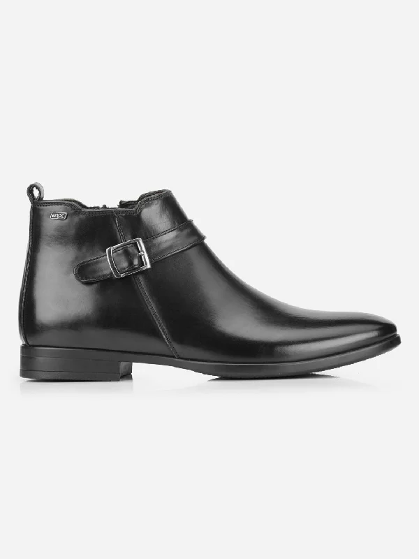 Men's Black Ankle top Slip On Formal Boot (IX2034)