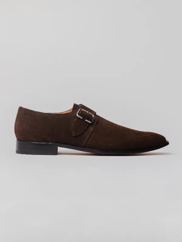 Vagabond Single Monkstrap - Dark Brown Suede