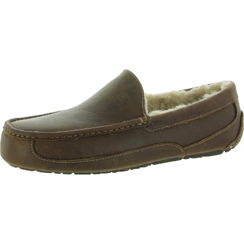 Ugg Mens Ascot Leather Slip On Loafer Slippers