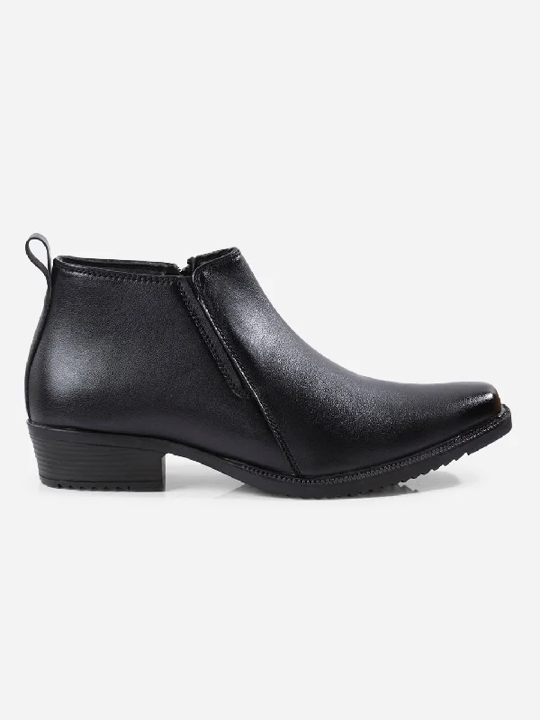 Men's Black Formal Ankle Slip On Boots (IX3040)