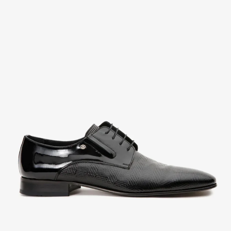 The San Severo Black Patent Leather Derby Men Shoe