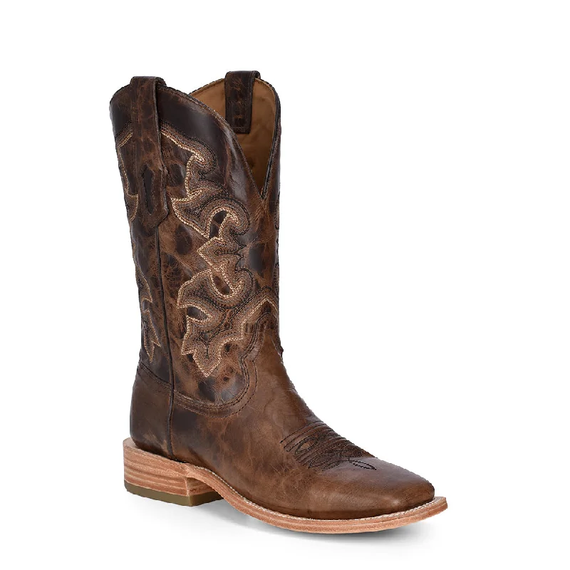 Square Toe Mens Cowboy Boots - Moka