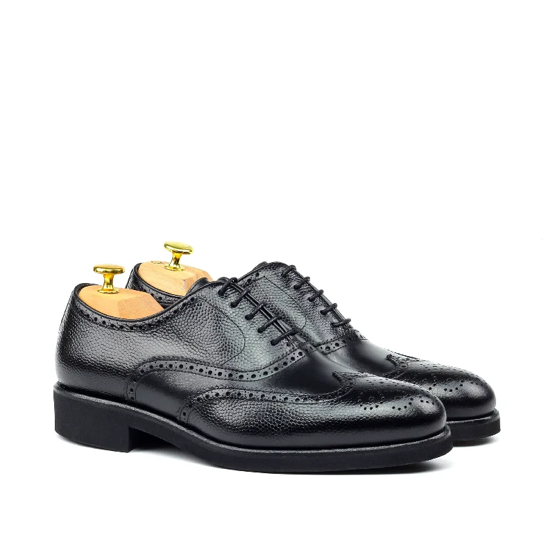 Unique Handcrafted Classic Black Box Calf Wingtip Oxford w/ Full Brogue by Le Ruux