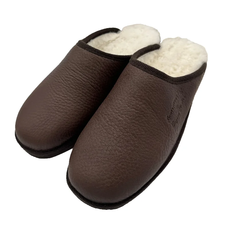 Men's Wide Sheepskin Slip-On Mule Slippers