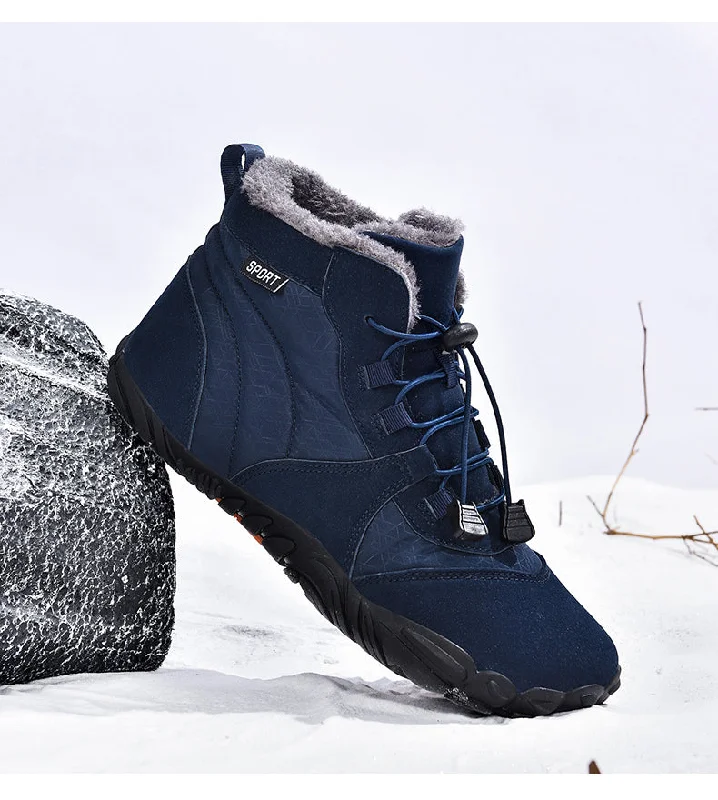 Men's Outdoor High-top Cotton shoes Unisex Barefoot shoes Work shoe Snow Boots Warm Plus Velvet Thickened Mid-tube Hiking Winter shoes