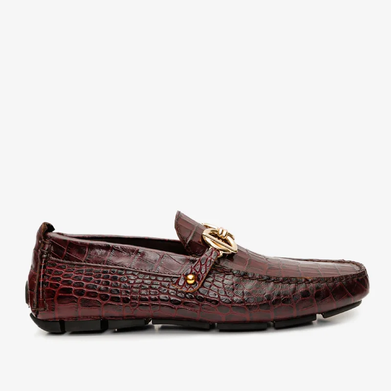 The Pisa Burgundy Leather Bit Drive Loafer Men Shoe