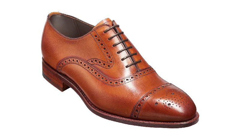 Barker Lerwick Classic semi brogue Oxford Shoe - Antique Rosewood Calf