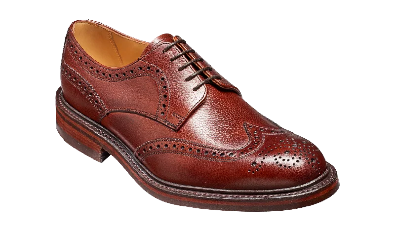 Barker Kelmarsh Wingtip Brogue Derby Shoe - Cherry Grain