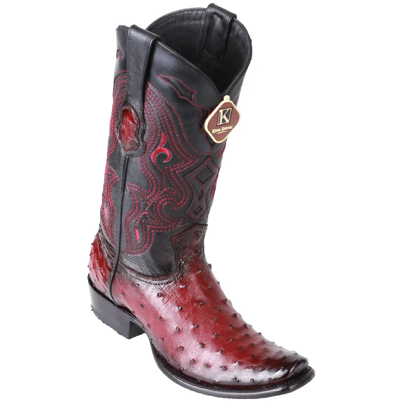 Burgundy Ostrich Boots