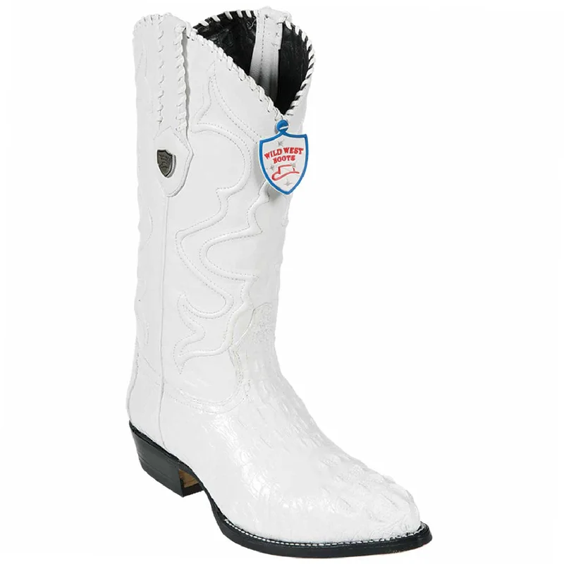 White Hornback Caiman Cowboy Boots J-Toe