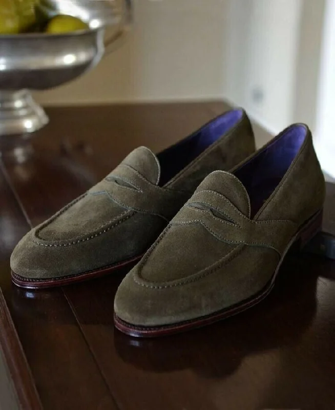 Cameron Olive Green Suede Loafer