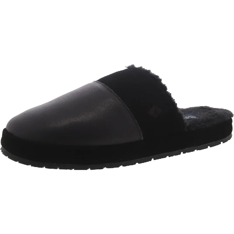 Sperry Mens Leather Faux Fur Slide Slippers