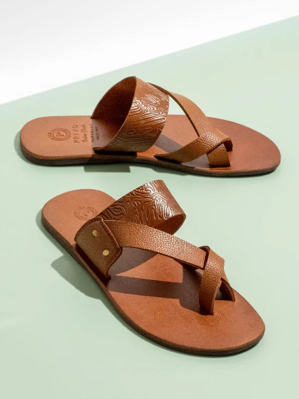 Privo Tan One Toe Casual Sandal For Mens